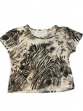 Knit de Knit Cream and Black Zebra Print Top